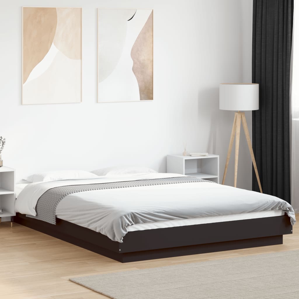vidaXL Bed Frame with LED Lights without Mattress Black 120x190cm