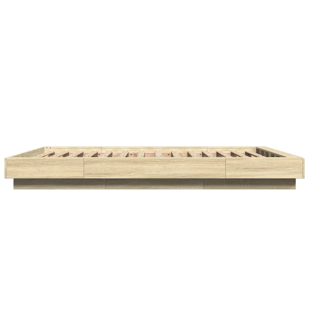 vidaXL Bed Frame with LED Lights without Mattress Sonoma Oak 120x190cm