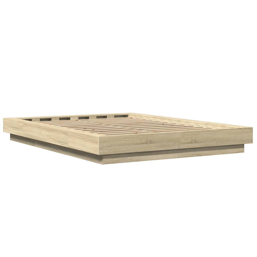 vidaXL Bed Frame with LED Lights without Mattress Sonoma Oak 120x190cm