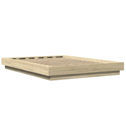 vidaXL Bed Frame with LED Lights without Mattress Sonoma Oak 120x190cm