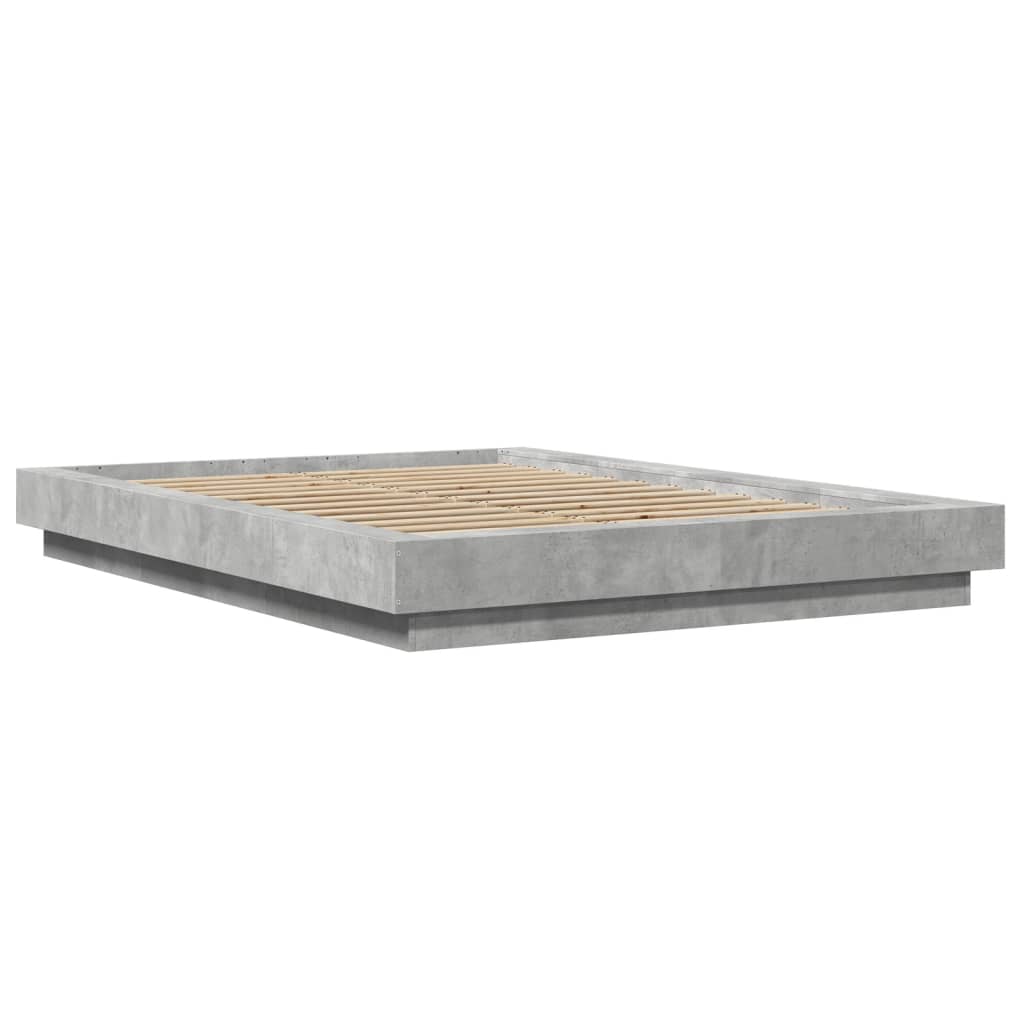 vidaXL Bed Frame with LED Lights without Mattress Concrete Grey 120x190cm