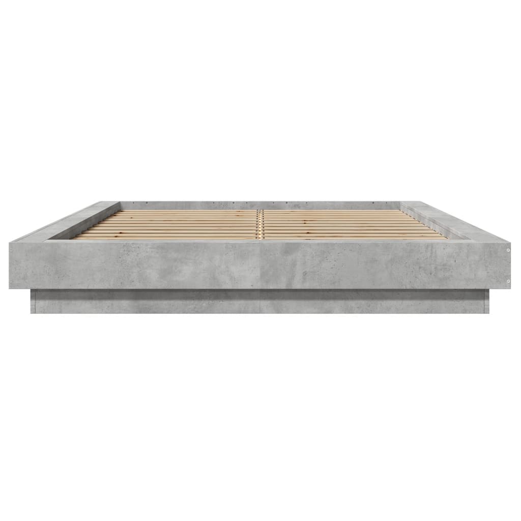 vidaXL Bed Frame with LED Lights without Mattress Concrete Grey 120x190cm