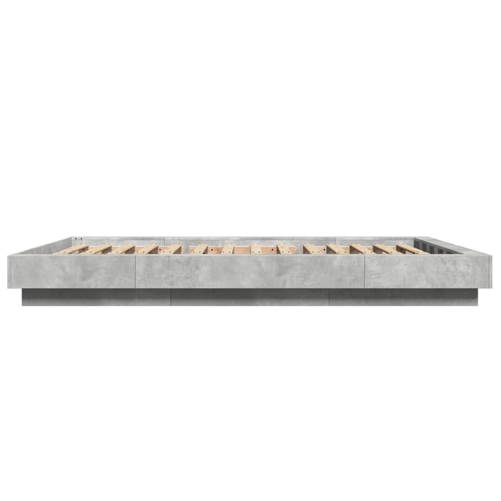 vidaXL Bed Frame with LED Lights without Mattress Concrete Grey 120x190cm