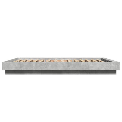 vidaXL Bed Frame with LED Lights without Mattress Concrete Grey 120x190cm