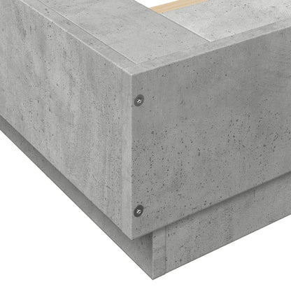 vidaXL Bed Frame with LED Lights without Mattress Concrete Grey 120x190cm