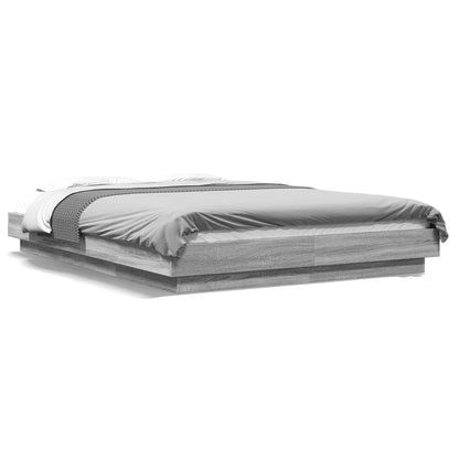 vidaXL Bed Frame with LED Lights without Mattress Grey Sonoma 120x190cm