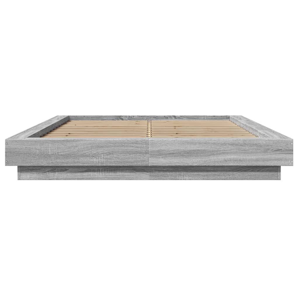 vidaXL Bed Frame with LED Lights without Mattress Grey Sonoma 120x190cm