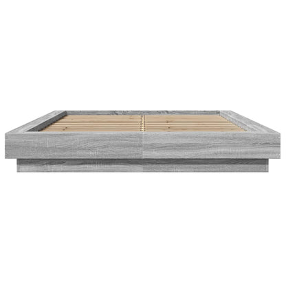 vidaXL Bed Frame with LED Lights without Mattress Grey Sonoma 120x190cm