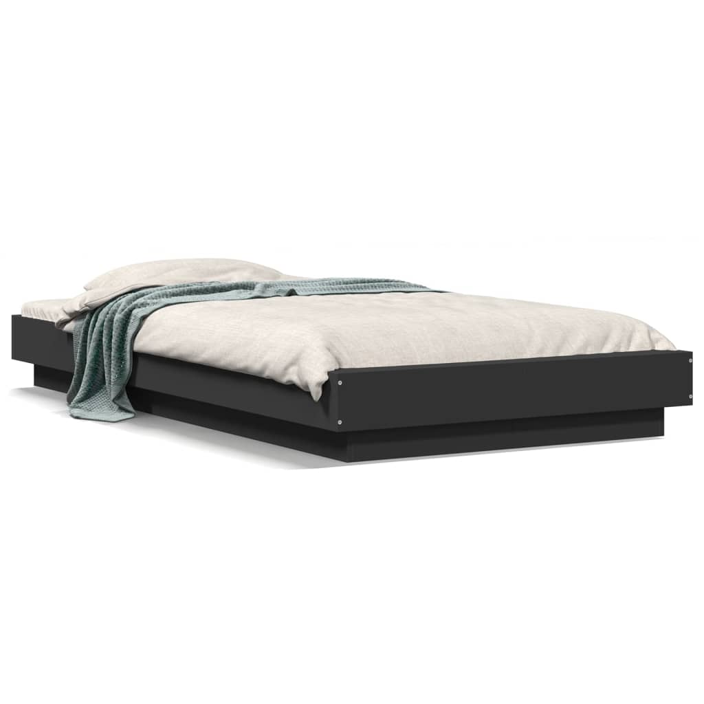vidaXL Bed Frame with LED Lights without Mattress Black 90x190cm