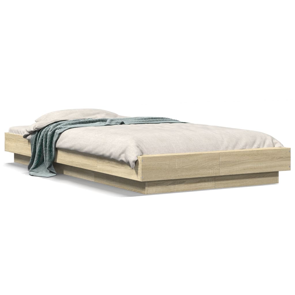 vidaXL Bed Frame with LED Lights without Mattress Sonoma Oak 90x190cm