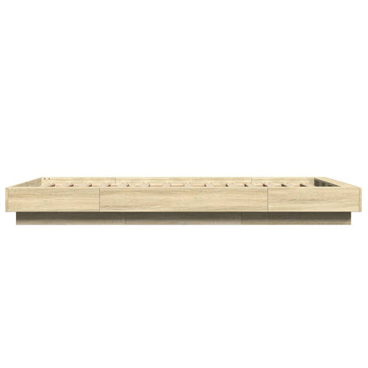 vidaXL Bed Frame with LED Lights without Mattress Sonoma Oak 90x190cm