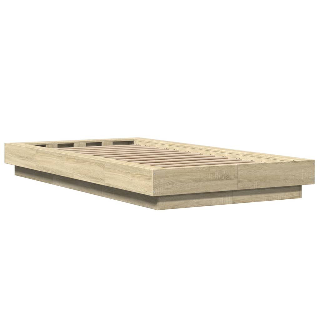 vidaXL Bed Frame with LED Lights without Mattress Sonoma Oak 90x190cm