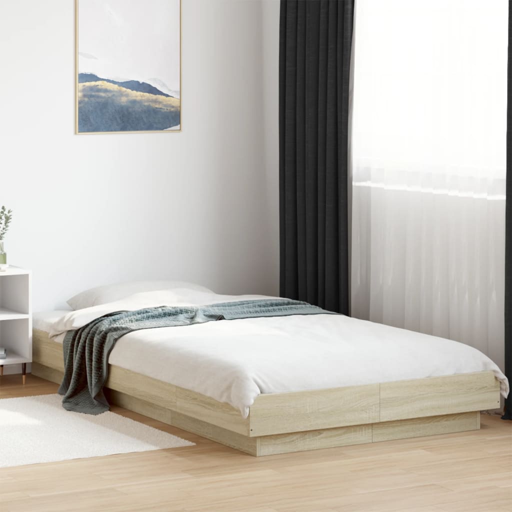 vidaXL Bed Frame with LED Lights without Mattress Sonoma Oak 90x190cm