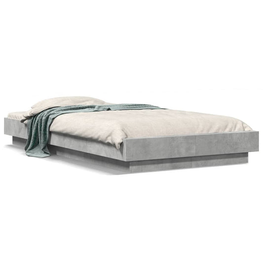 vidaXL Bed Frame with LED Lights without Mattress Concrete Grey 90x190cm