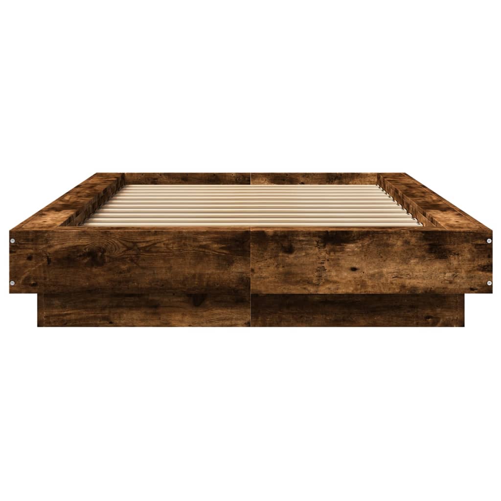 vidaXL Bed Frame with LED Lights without Mattress Smoked Oak 90x190cm