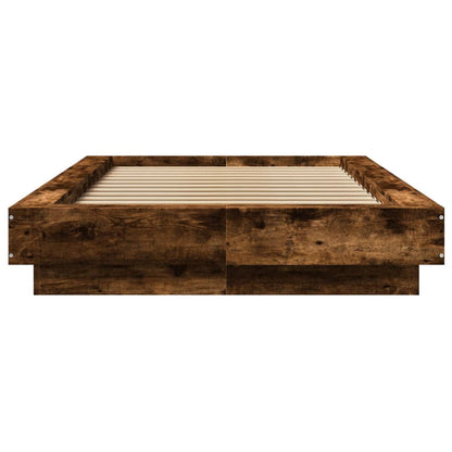 vidaXL Bed Frame with LED Lights without Mattress Smoked Oak 90x190cm