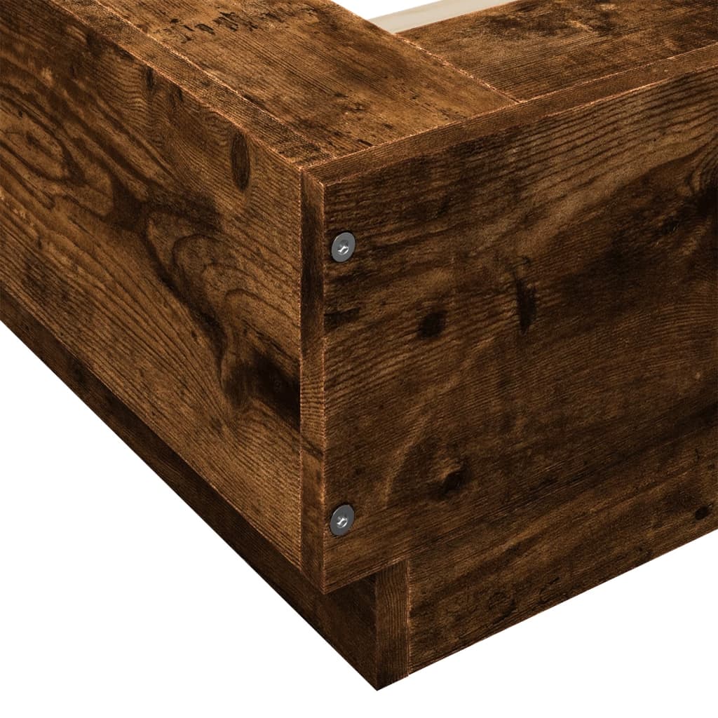 vidaXL Bed Frame with LED Lights without Mattress Smoked Oak 90x190cm