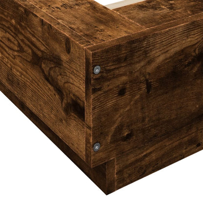 vidaXL Bed Frame with LED Lights without Mattress Smoked Oak 90x190cm
