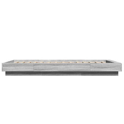 vidaXL Bed Frame with LED Lights without Mattress Grey Sonoma 90x190cm