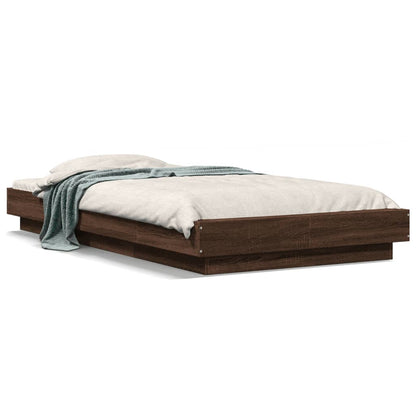 vidaXL Bed Frame with LED Lights without Mattress Brown Oak 90x190cm