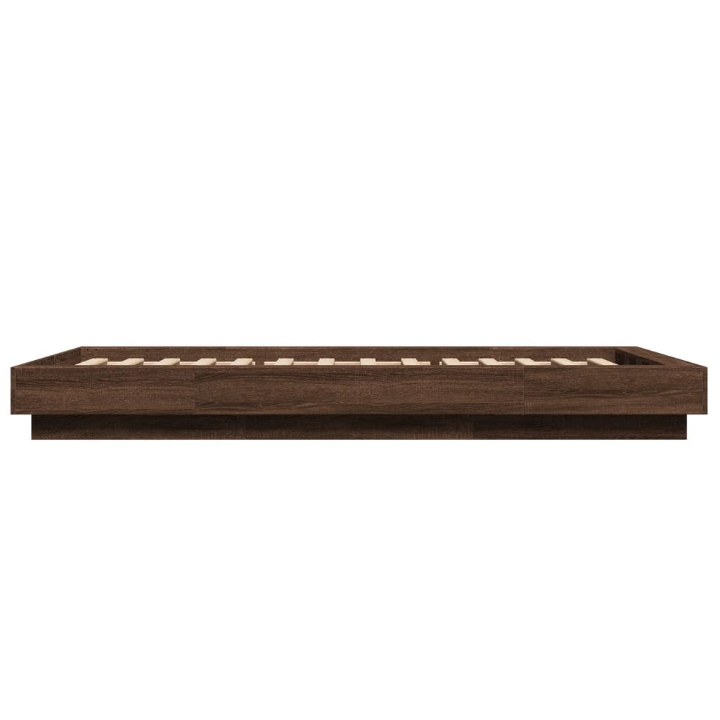 vidaXL Bed Frame with LED Lights without Mattress Brown Oak 90x190cm