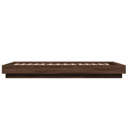 vidaXL Bed Frame with LED Lights without Mattress Brown Oak 90x190cm