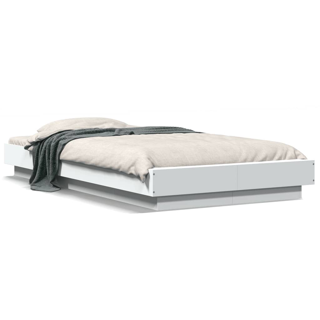 vidaXL Bed Frame with LED Lights without Mattress White 75x190cm