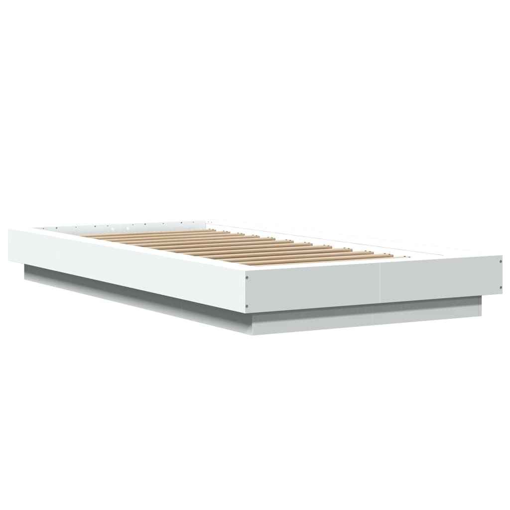 vidaXL Bed Frame with LED Lights without Mattress White 75x190cm