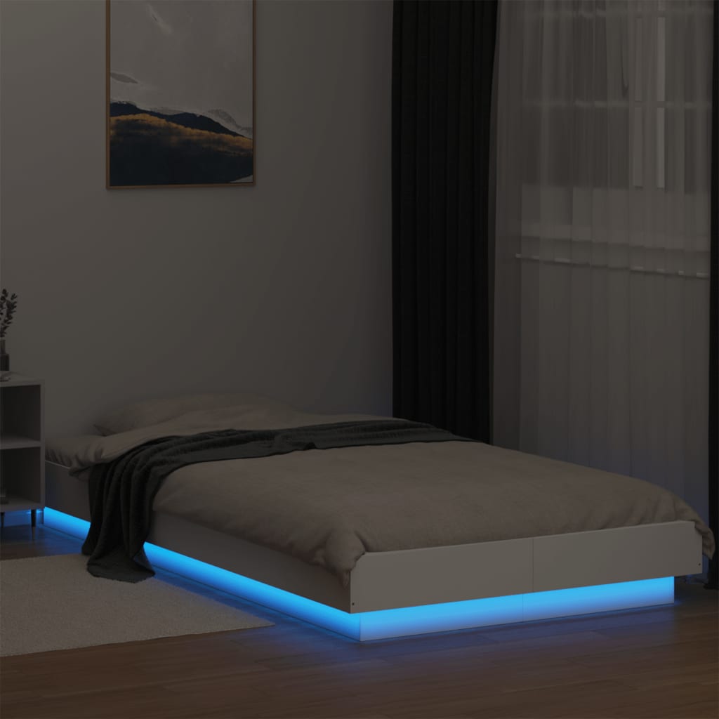 vidaXL Bed Frame with LED Lights without Mattress White 75x190cm