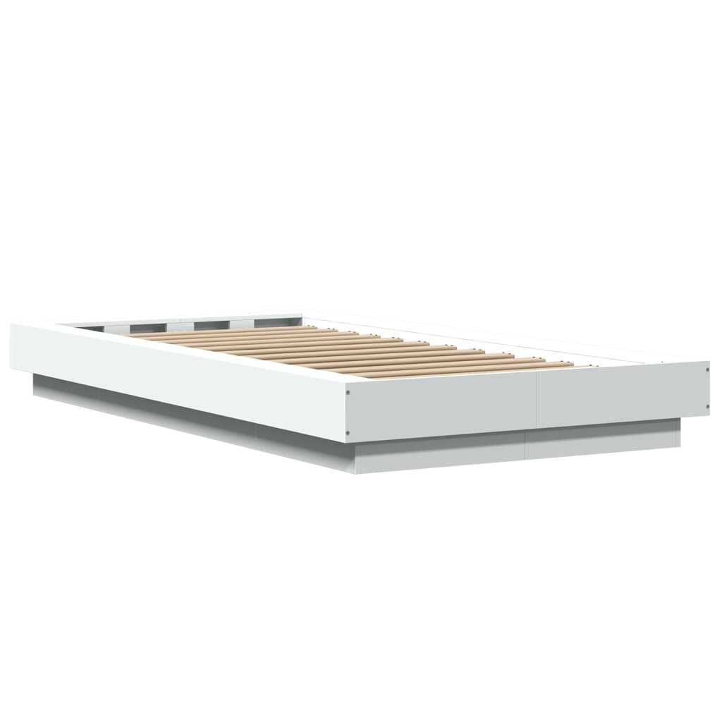 vidaXL Bed Frame with LED Lights without Mattress White 75x190cm