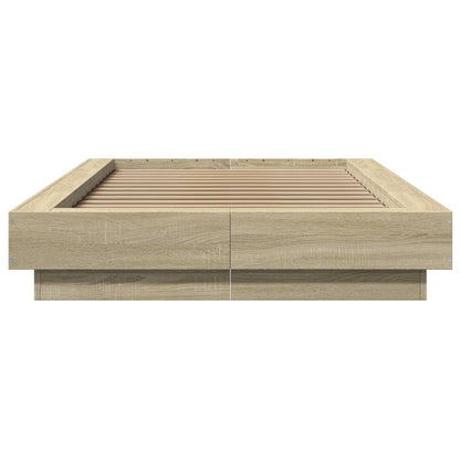vidaXL Bed Frame with LED Lights without Mattress Sonoma Oak 75x190cm