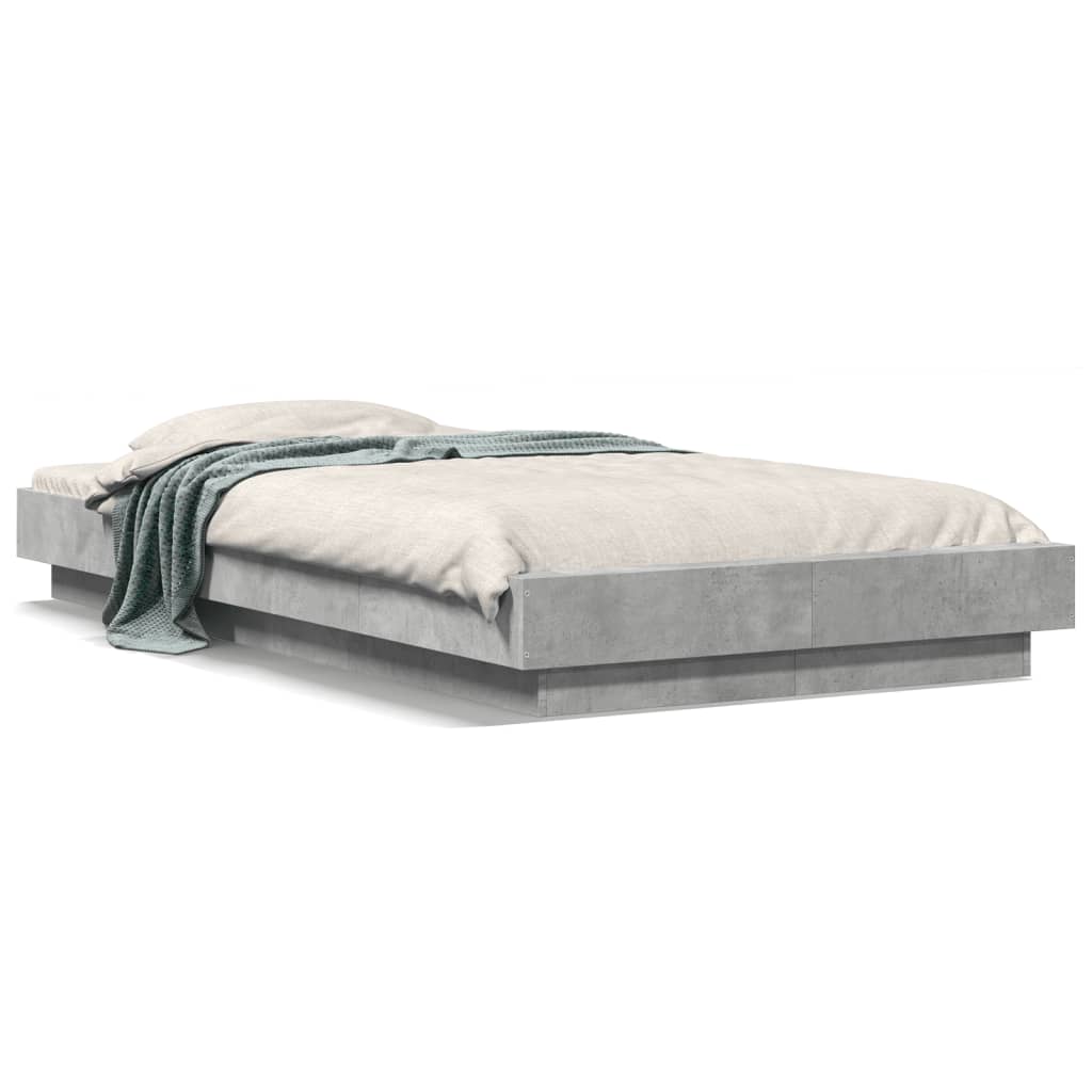 vidaXL Bed Frame with LED Lights without Mattress Concrete Grey 75x190cm