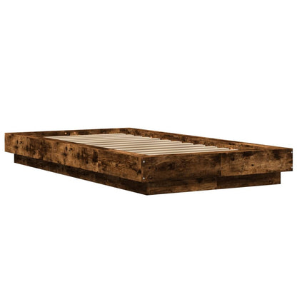 vidaXL Bed Frame with LED Lights without Mattress Smoked Oak 75x190cm