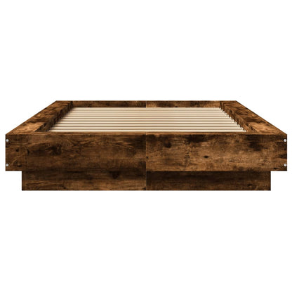 vidaXL Bed Frame with LED Lights without Mattress Smoked Oak 75x190cm