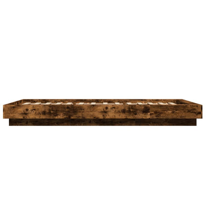 vidaXL Bed Frame with LED Lights without Mattress Smoked Oak 75x190cm
