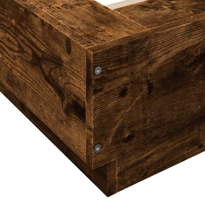 vidaXL Bed Frame with LED Lights without Mattress Smoked Oak 75x190cm