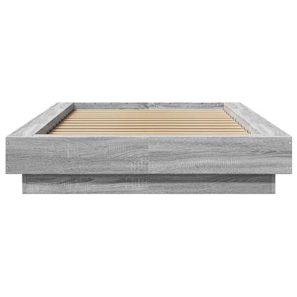 vidaXL Bed Frame with LED Lights without Mattress Grey Sonoma 75x190cm