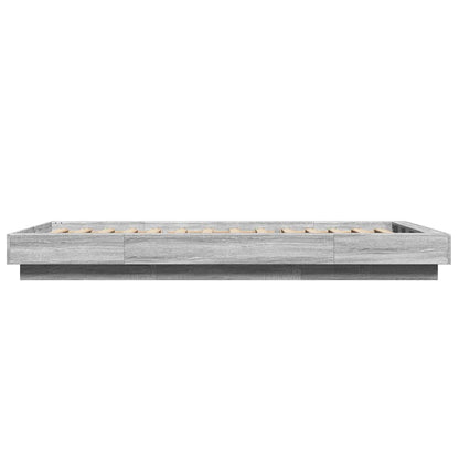 vidaXL Bed Frame with LED Lights without Mattress Grey Sonoma 75x190cm