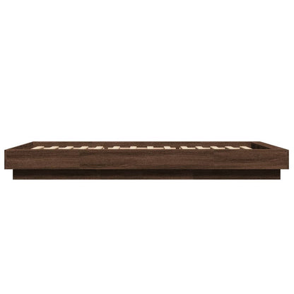 vidaXL Bed Frame with LED Lights without Mattress Brown Oak 75x190cm