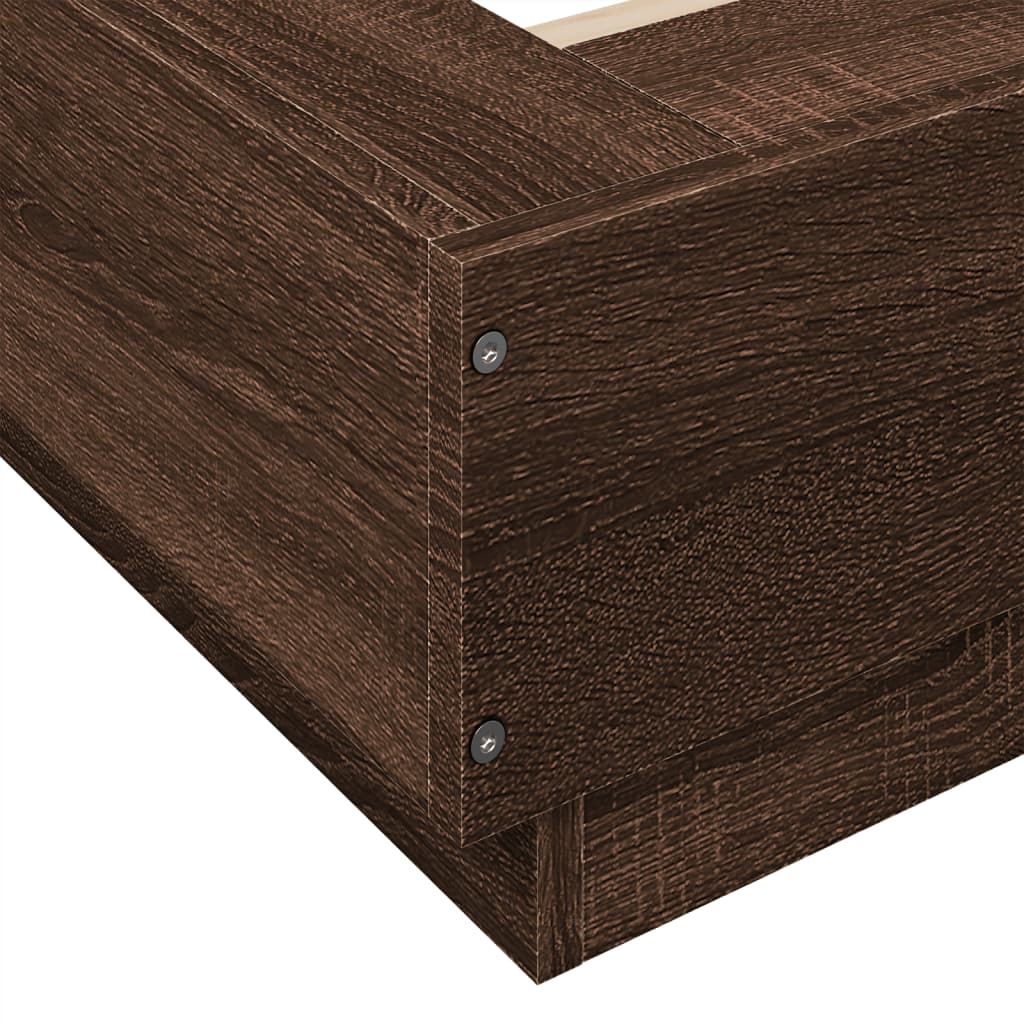 vidaXL Bed Frame with LED Lights without Mattress Brown Oak 75x190cm