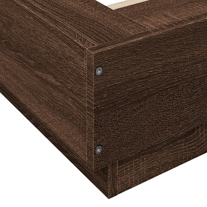 vidaXL Bed Frame with LED Lights without Mattress Brown Oak 75x190cm