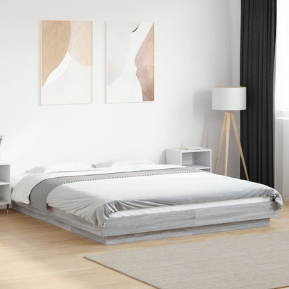 vidaXL Bed Frame without Mattress Grey Sonoma 150x200 cm King Size