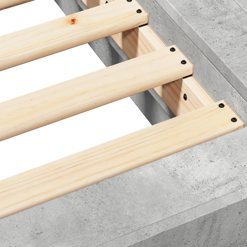 vidaXL Bed Frame without Mattress Concrete Grey 140x200 cm