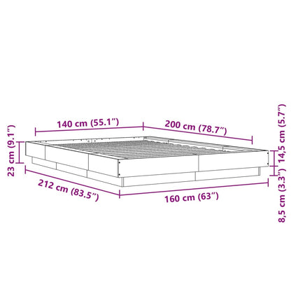 vidaXL Bed Frame without Mattress Concrete Grey 140x200 cm