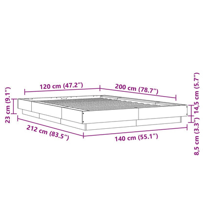 vidaXL Bed Frame without Mattress Smoked Oak 120x200 cm