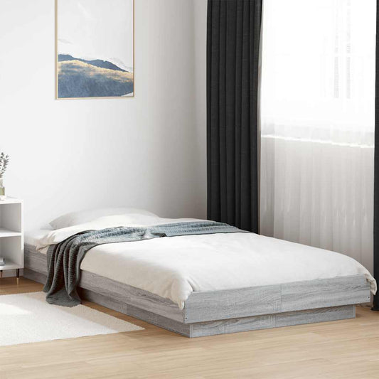 vidaXL Bed Frame without Mattress Grey Sonoma 100x200 cm