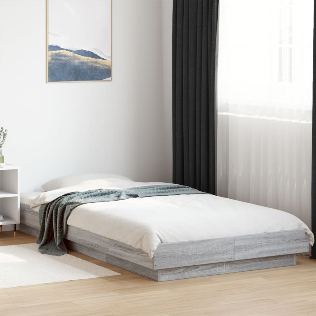 vidaXL Bed Frame without Mattress Grey Sonoma 90x200 cm