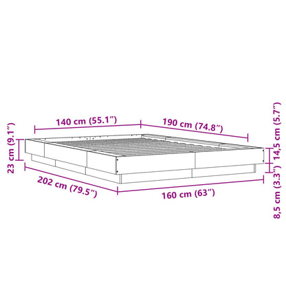 vidaXL Bed Frame without Mattress Smoked Oak 140x190 cm