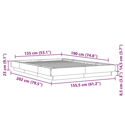vidaXL Bed Frame without Mattress Concrete Grey 135x190 cm Double