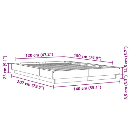 vidaXL Bed Frame without Mattress Concrete Grey 120x190 cm Small Double